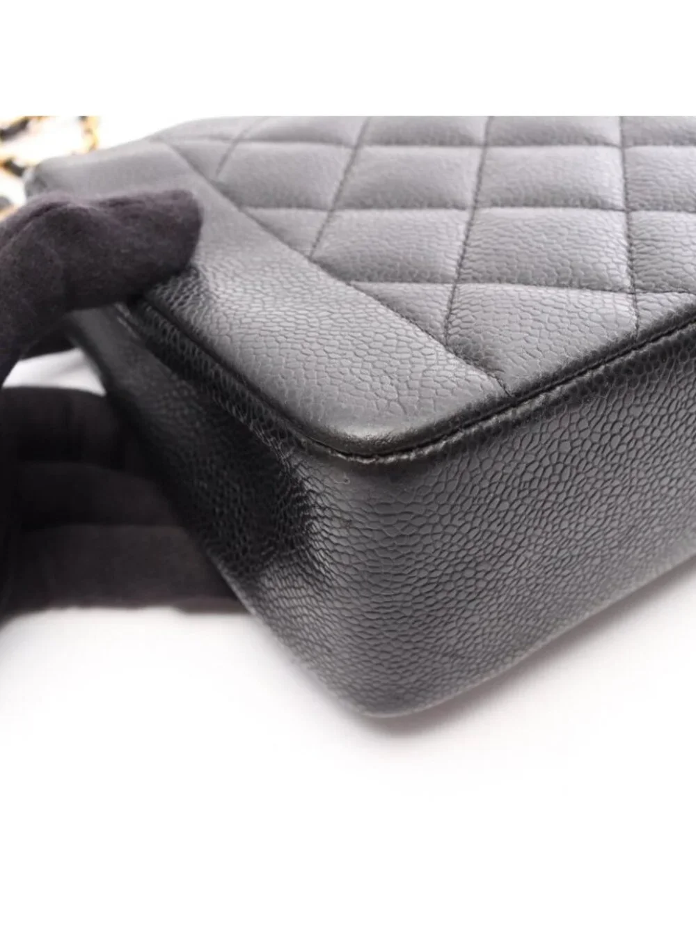 Chanel Shoulder Bag Quilted Diana Flap Black Caviar Leather Chain
